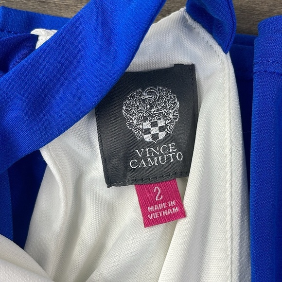 Vince Camuto Women’s Blue White Teal Colorblock Matte Jersey Maxi Dress, size 2 - Picture 4 of 12